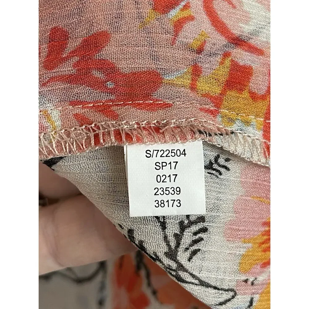 American Rag Duster Cover-Up Vest Size Small Peach Black Floral Print‎